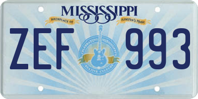 MS license plate ZEF993
