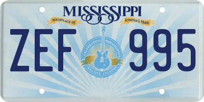 MS license plate ZEF995