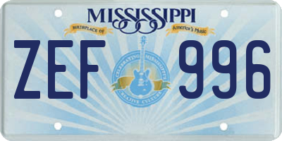 MS license plate ZEF996
