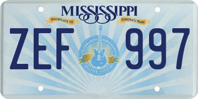 MS license plate ZEF997