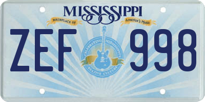 MS license plate ZEF998