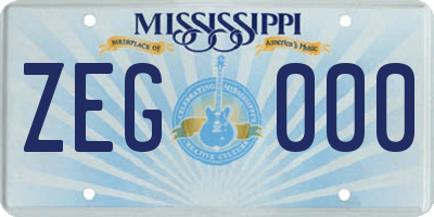 MS license plate ZEG000