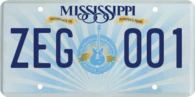 MS license plate ZEG001