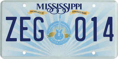 MS license plate ZEG014