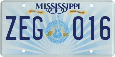 MS license plate ZEG016