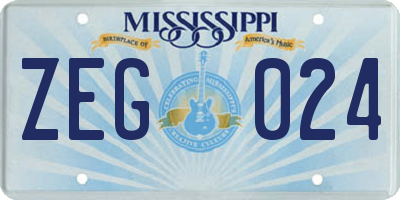 MS license plate ZEG024