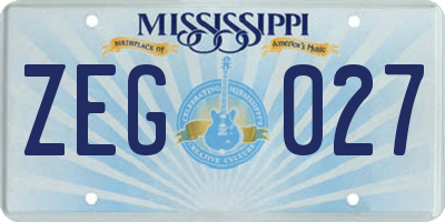 MS license plate ZEG027