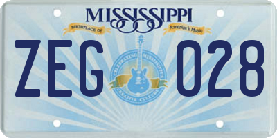 MS license plate ZEG028
