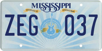 MS license plate ZEG037