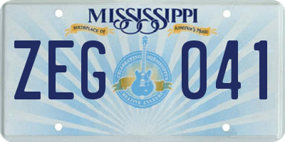 MS license plate ZEG041
