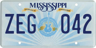 MS license plate ZEG042