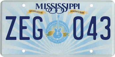 MS license plate ZEG043