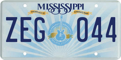 MS license plate ZEG044