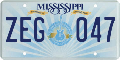 MS license plate ZEG047