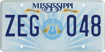 MS license plate ZEG048