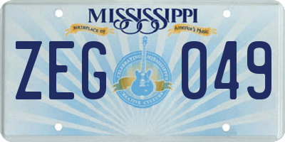 MS license plate ZEG049