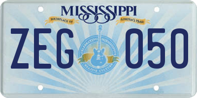 MS license plate ZEG050
