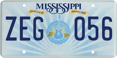 MS license plate ZEG056
