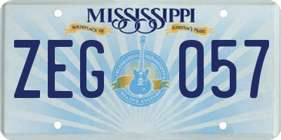 MS license plate ZEG057