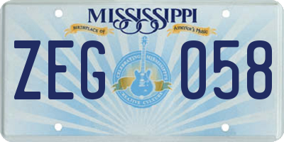 MS license plate ZEG058