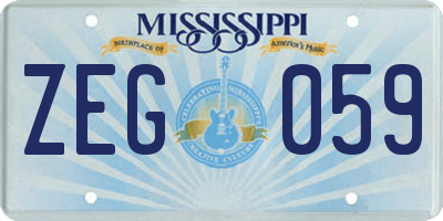 MS license plate ZEG059