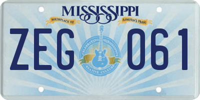 MS license plate ZEG061