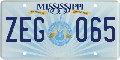 MS license plate ZEG065