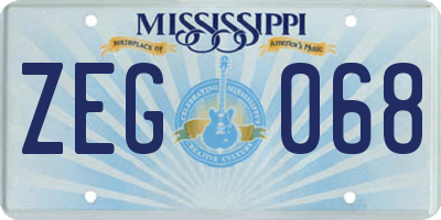 MS license plate ZEG068