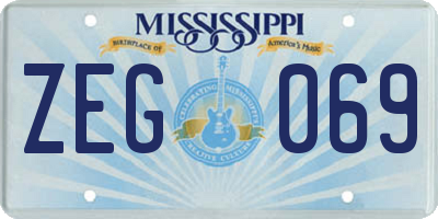 MS license plate ZEG069