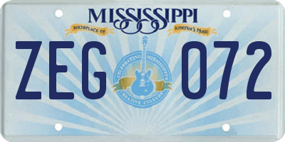 MS license plate ZEG072