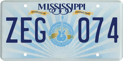 MS license plate ZEG074