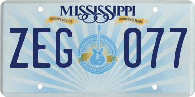 MS license plate ZEG077