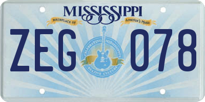 MS license plate ZEG078