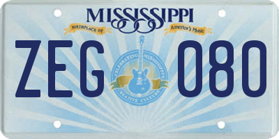 MS license plate ZEG080