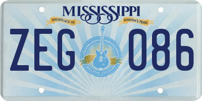 MS license plate ZEG086