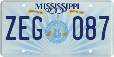 MS license plate ZEG087