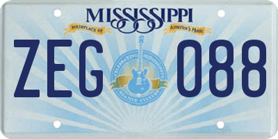 MS license plate ZEG088