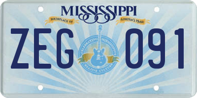 MS license plate ZEG091