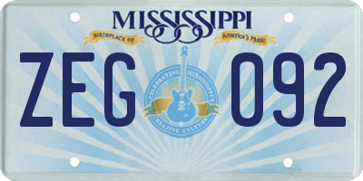 MS license plate ZEG092