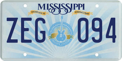 MS license plate ZEG094
