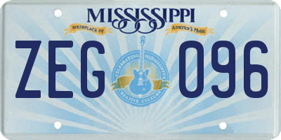 MS license plate ZEG096