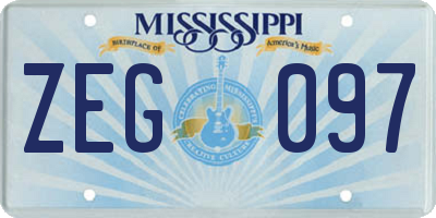 MS license plate ZEG097