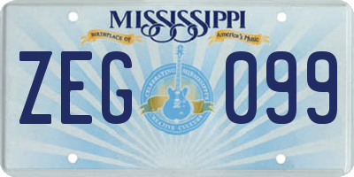 MS license plate ZEG099