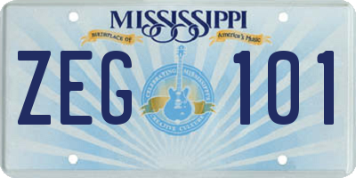 MS license plate ZEG101