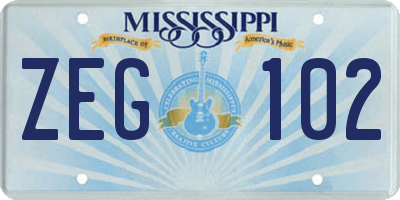 MS license plate ZEG102