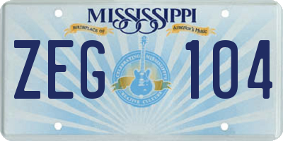 MS license plate ZEG104