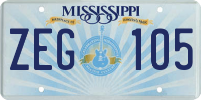 MS license plate ZEG105