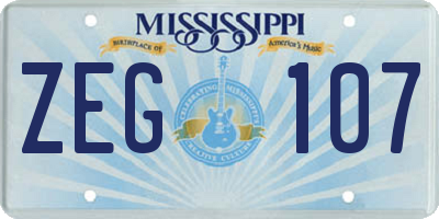 MS license plate ZEG107