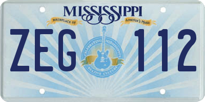 MS license plate ZEG112