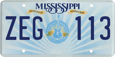 MS license plate ZEG113